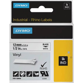 Dymo Rhino industrial labels 12mm black on white #D18444