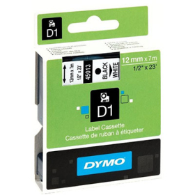 Dymo D1 label tape 12mm black on white #D45013