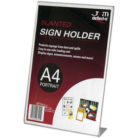 Deflecto sign holder A4 portrait slanted #D47401