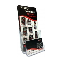 Deflecto brochure holder DL portrait with business card holder clear #D77601