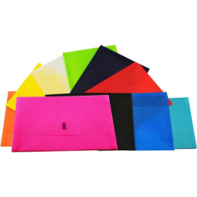 Plastic document wallets - foolscap - assorted colours hook and loop fastener #DWFASS