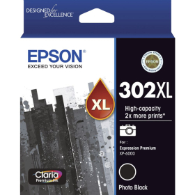 Epson 302 inkjet cartridge high yield photoblack #E302XLPB