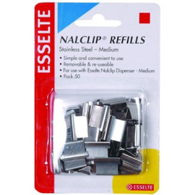 Esselte nalclip refills medium stainless steel pack 50 #E45200