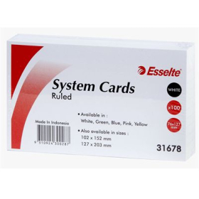 Esselte ruled system cards 76 x 127mm white pack 100 #E53W