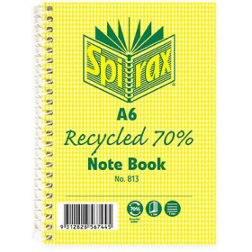 Spirax spiral bound notebook A6 100 page side opening #S813