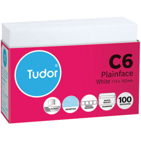 Tudor C6 envelopes peal n seal secretive 114 x 162mm white tray 100 #ENVC6W