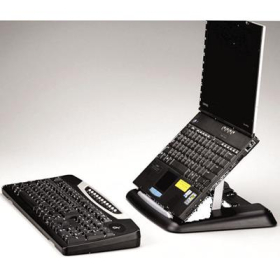 Fellowes laptop riser compact portable office suites plastic black/silver #F8034601