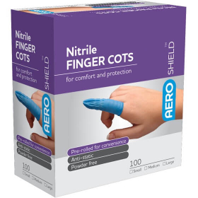 Latex free finger cots blue medium box 100 #FC100