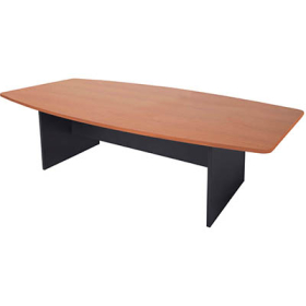 Rapid worker boat shaped boardroom table ironstone base 2400 x 1200 x 730mm cherry/ironstone #RLCBT2412C