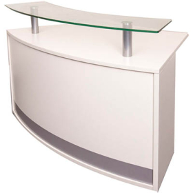 Rapidline modular reception counter with glass shelf 1339 x 872 x 935 white #RLMOD2WW