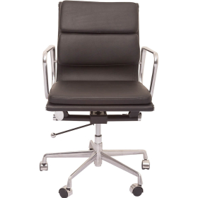 Rapidline executive chair medium back with arms pu black #RLPU900BPU
