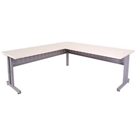 Rapid span c leg desk and return metal modesty panel 1800 x 700 / 1100 x 600mm white/silver #RLRCDR1818MW