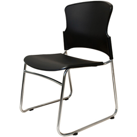 Zing link chair with chrome sled base poly seat and black back #RLZINGBP
