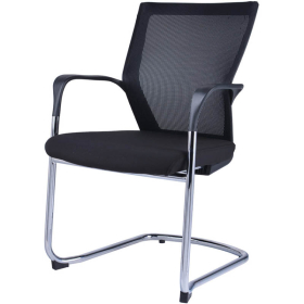 Rapidline cantilever chrome frame visitor chair with armrests fabric seat mesh back black #RLWMCCBK