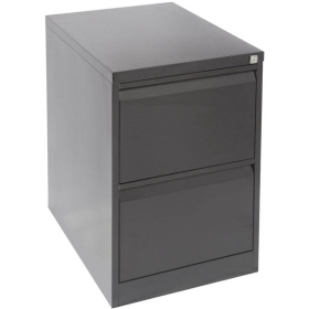 Go steel filing cabinet 2 drawer 460 x 620 x 705mm black ripple #RLGFCA2BR