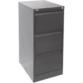 Go steel filing cabinet 3 drawer 460 x 620 x 1016mm black ripple #RLGFCA3BR