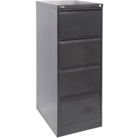Go steel filing cabinet 4 drawer 460 x 620 x 1321mm black ripple #RLGFCA4BR