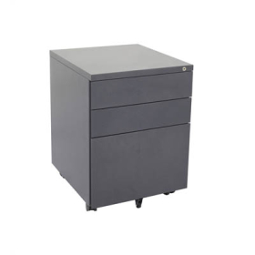 Go steel mobile pedestal steel 2 drawer 1 filing 610 x 450 x 500mm graphite ripple #RLGMP3GR