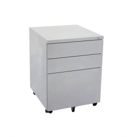 Go steel mobile pedestal steel 2 drawer 1 filing 610 x 450 x 500mm precious silver #RLGMP3PS