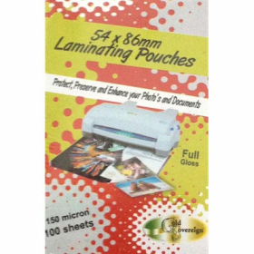 Gold sovereign laminating pouch 54 x 86mm 150 micron pack 50 #GS5486