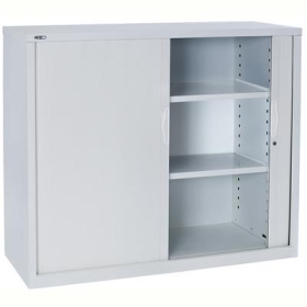Go steel tambour door cupboard 2 shelves 1200 x 473 x 1016mm white china #RLGTD1012+2SHELVESWC