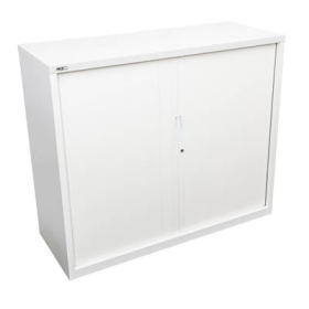 Go steel tambour door cupboard no shelves 1200 x 473 x 1200mm white china #RLGTD1212WC