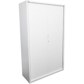 Go steel tambour door cupboard 5 shelves 1200 x 473 x 1981mm white china #RLGTD1912+5SHELVESWC