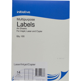 Initiative multipurpose labels 14 per sheet 99.1 X 38.1mm box 100 sheets #I14