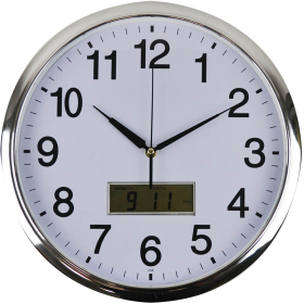 Italplast 36cm round clock with chrome trim #I393