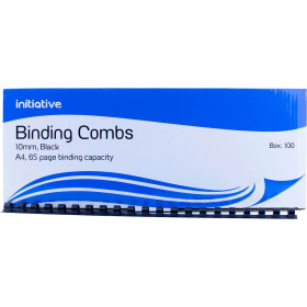Initiative plastic binding comb A4 21 loop 10mm box 100 black #INBR10