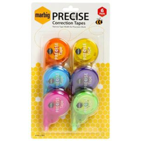Marbig correction tape precise 4mm x 8m pack 6 #M975198