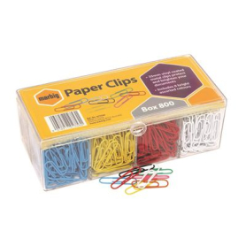 Marbig paper clips large 33mm box 800 coloured #M975262
