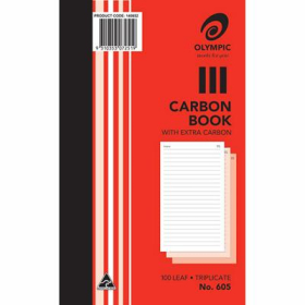 Olympic 605 record book carbon triplicate 200 x 125mm feint ruled 100 forms #O605