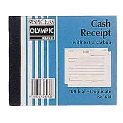 Olympic 614 cash receipt book carbon duplicate 100 x 125mm 100 leaf #O614