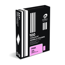 Olympic manilla folders foolscap pink box 100 #OPK