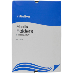Initiative manilla folder foolscap buff box 100 #I7009108