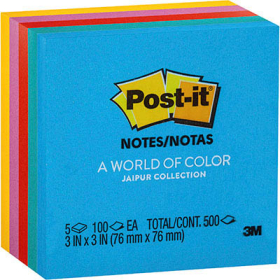 Post-it ultra notes standard 76 x 76mm jaipur assorted pack 5 #P654-5UC