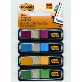 Post-it mini flags 11.9 x 43.7mm assorted bright colours pack 140 #P683-4AB