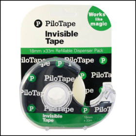 Pilotape invisible tape with dispenser 18mm x 33m #PIT1833