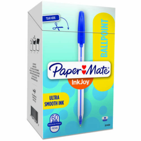 Papermate inkjoy 100 ballpoint medium 1.0mm blue box 60 #PMIJ100BL60