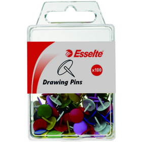 Esselte 45101 drawing pins coloured pack 100 #E45101