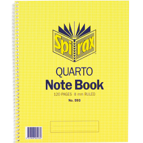 Spirax spiral bound notebook quarto 120 pages side opening #S593