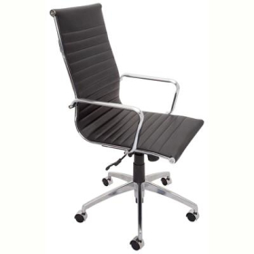 Rapidline executive chair high back infinite tilt lock chrome frame pu black #RLPU605HBPU