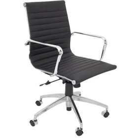 Rapidline executive chair medium back infinite tilt lock chrome frame pu black #RLPU605MBPU