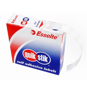 Quikstik dispenser labels circle 14mm pack 1200 white #Q14W