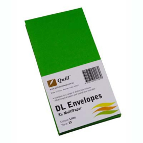Quill 94007 coloured envelopes DL pack 25 lime #Q94007
