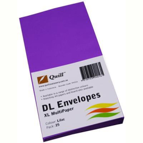 Quill 94016 coloured envelopes DL pack 25 lilac #Q94016