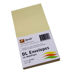 Quill 94020 coloured envelopes DL pack 25 cream #Q94020