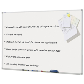 Penrite wall mounted aluminium framed magnetic whiteboard 900 x 900mm #QTPWP0909