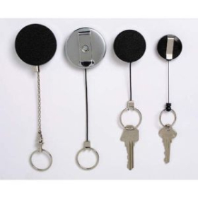 Rexel retractable key holder metal with keyring and cord black #R9800702